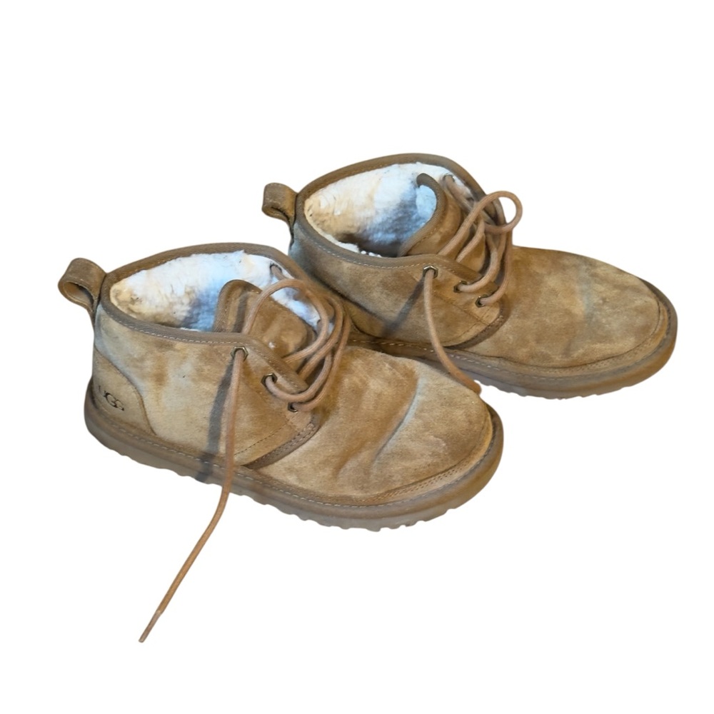 UGG Tan Suede Ankle Boots with Lace-Up Design